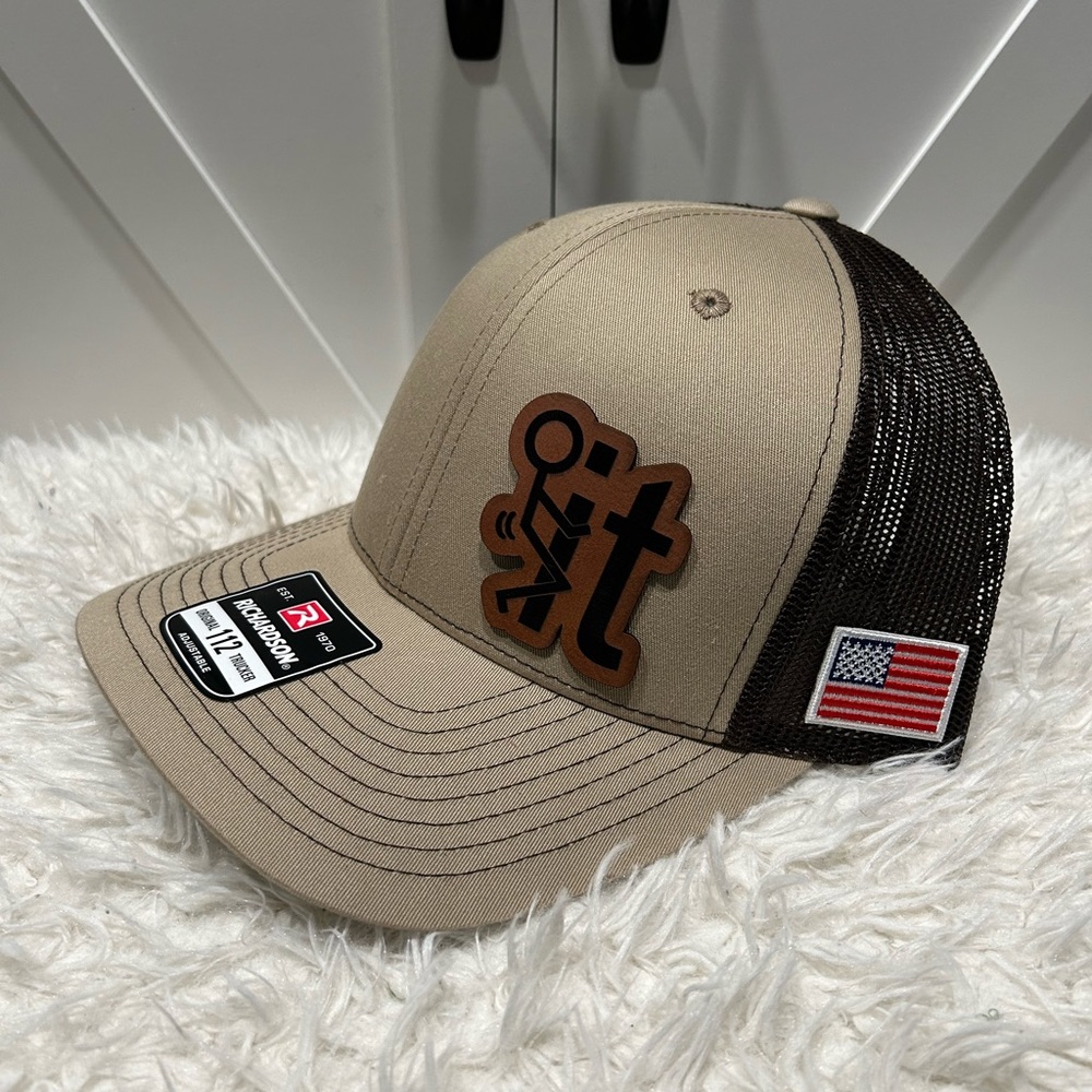 Laser engraved F* It Richardson 112 trucker hat.
